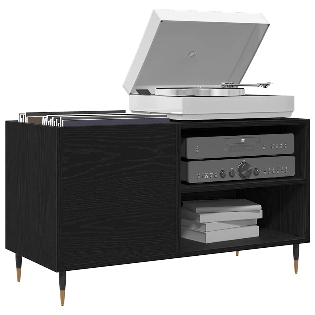 Mueble para discos de vinilo Roble Negro 85 x 38 x 48 cm