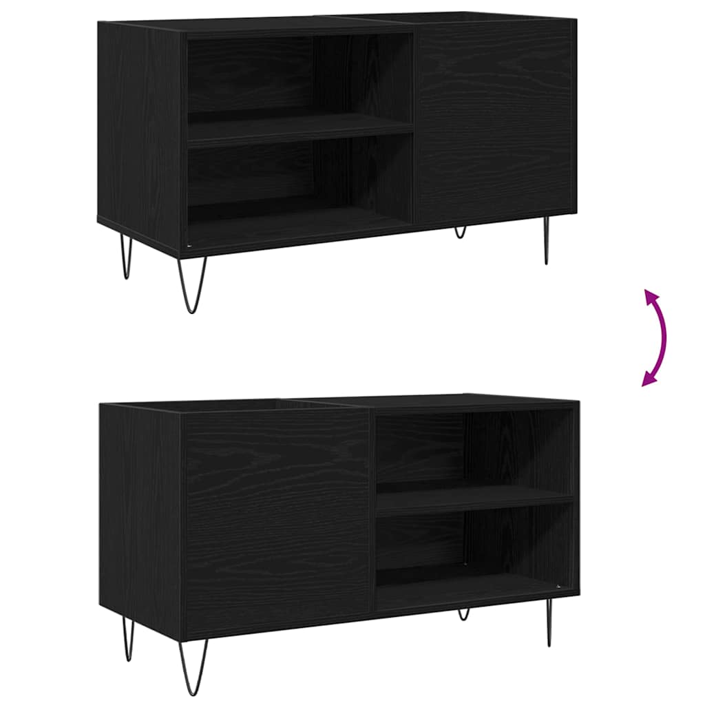 Mueble para discos de vinilo Roble Negro 85 x 38 x 48 cm