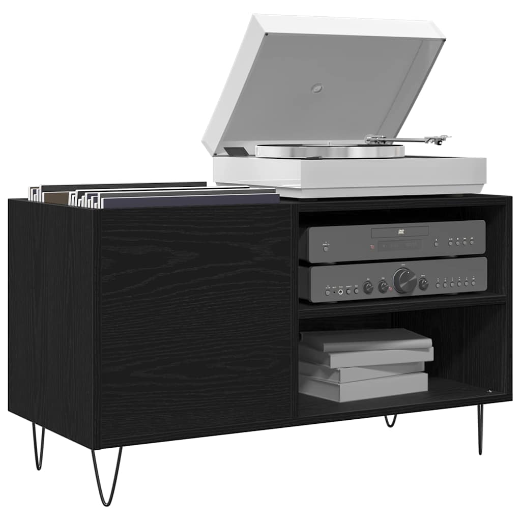 Mueble para discos de vinilo Roble Negro 85 x 38 x 48 cm