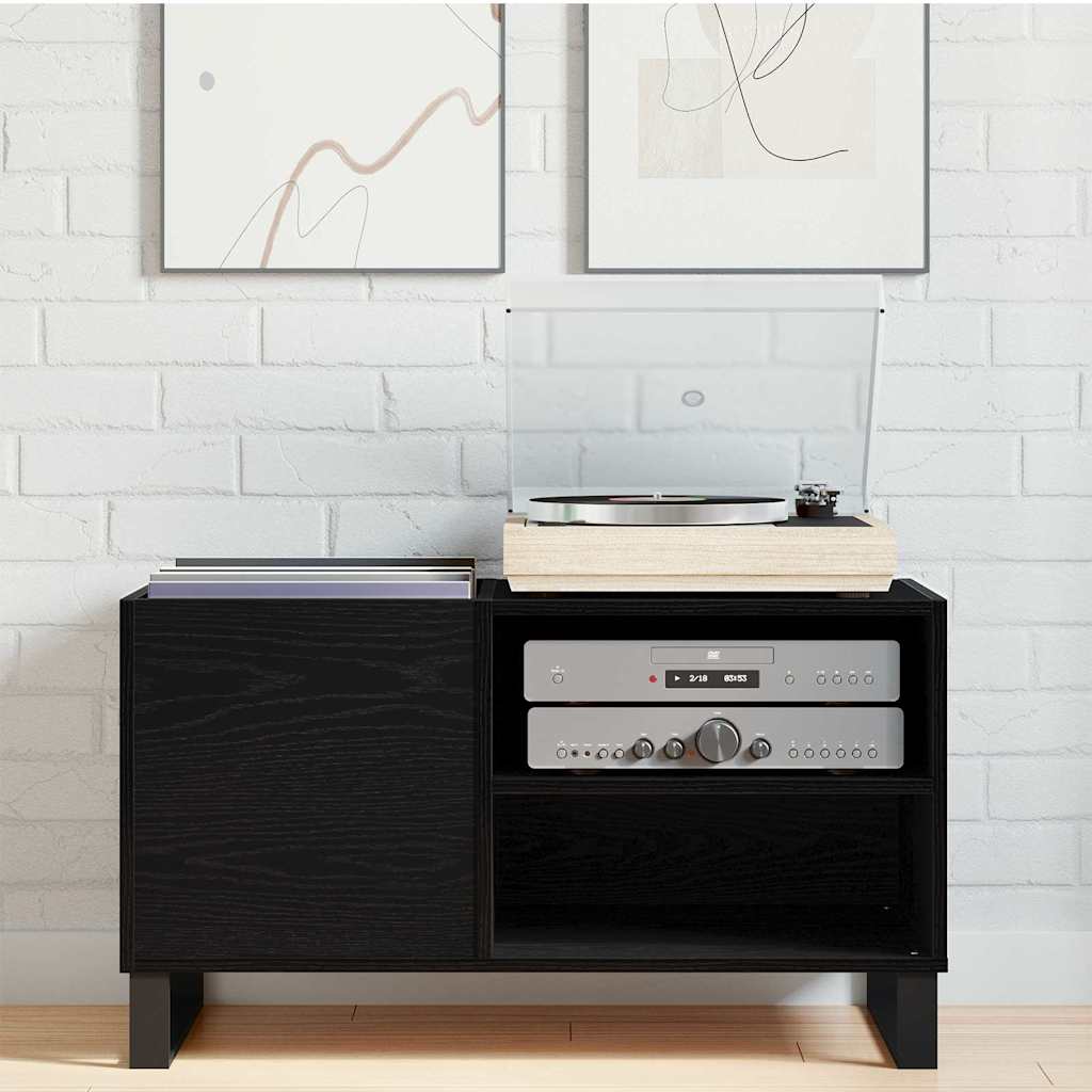Mueble para discos de vinilo Roble Negro 85 x 38 x 48 cm
