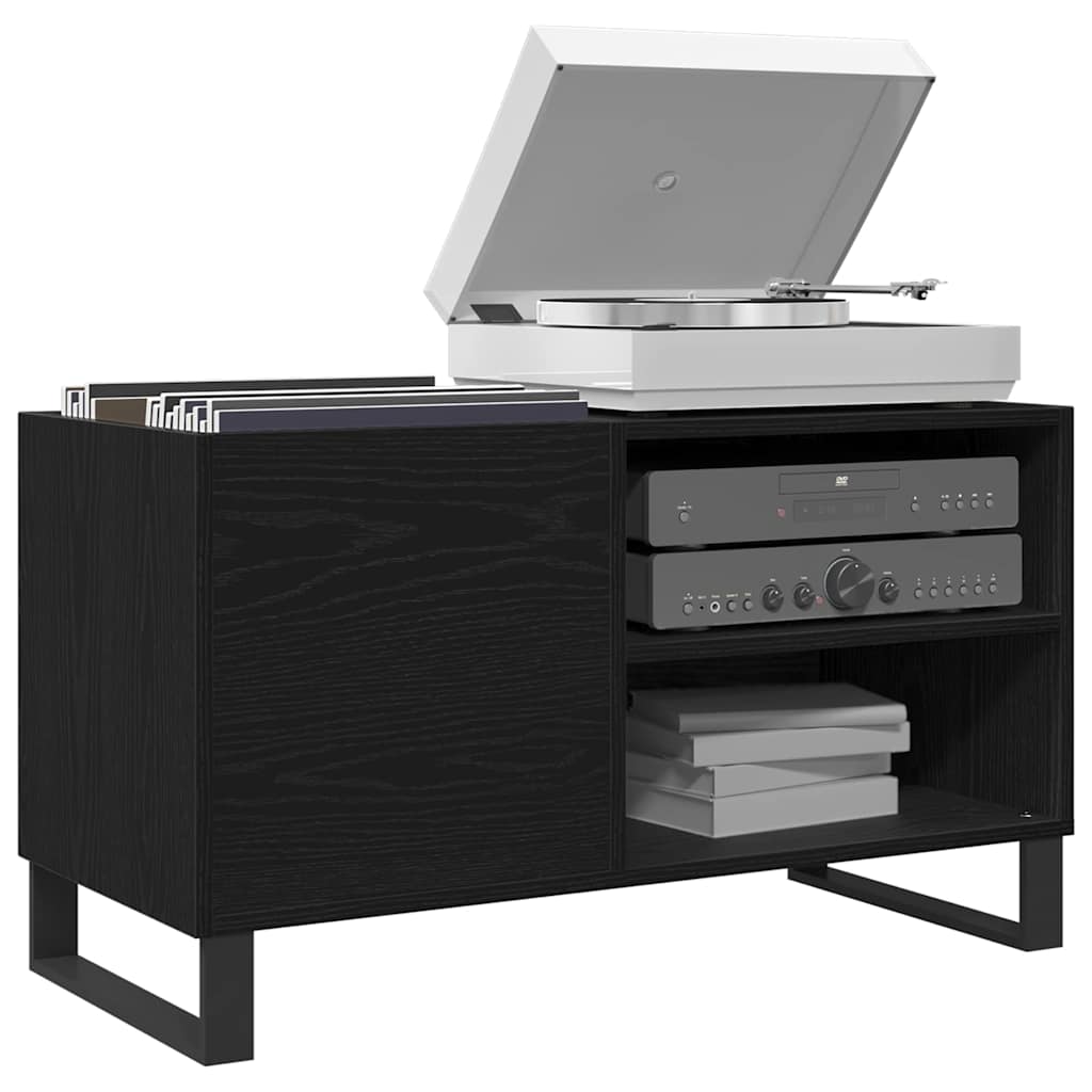 Mueble para discos de vinilo Roble Negro 85 x 38 x 48 cm