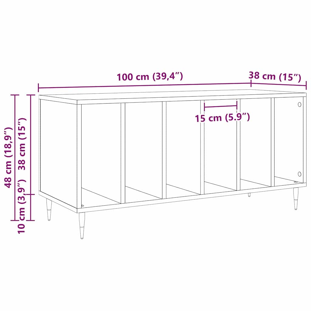 Mueble para discos de vinilo Madera vieja 100 x 38 x 48 cm