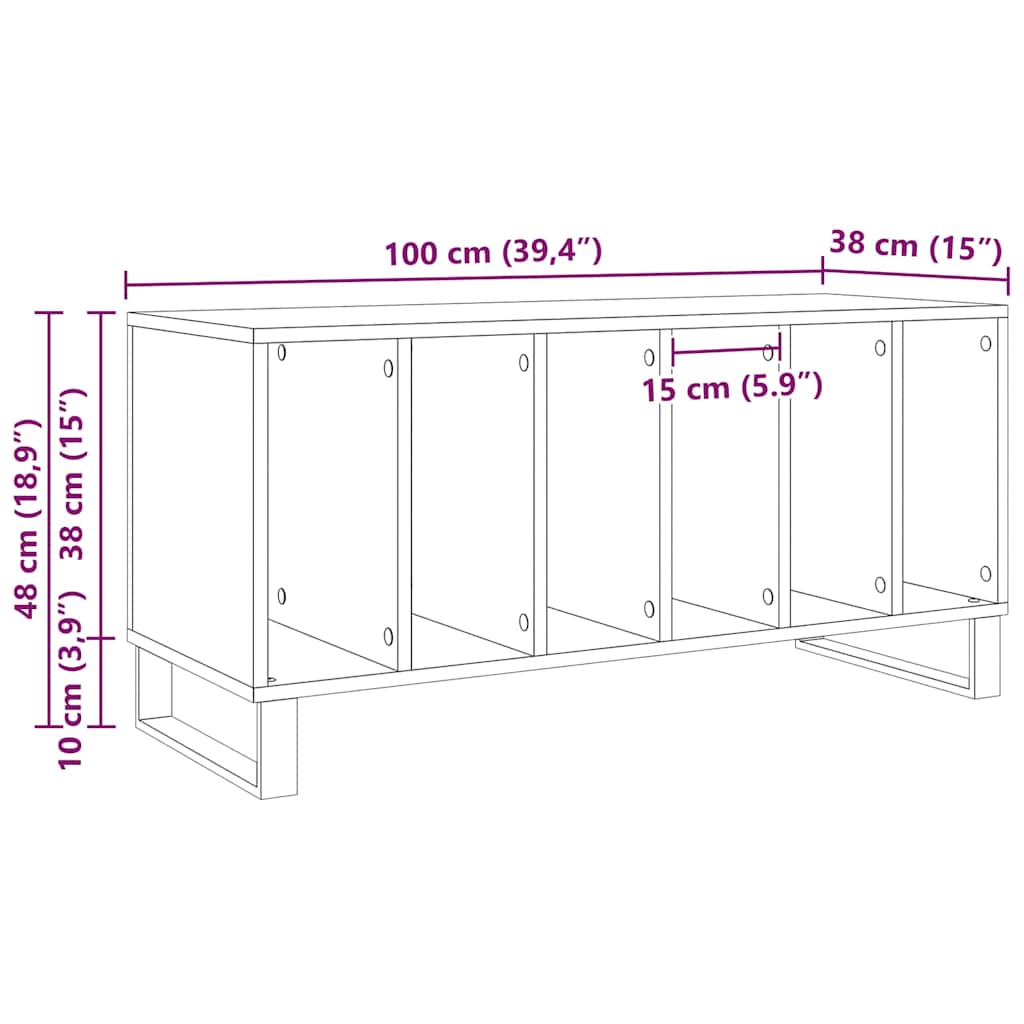 Mueble para discos de vinilo Madera vieja 100 x 38 x 48 cm