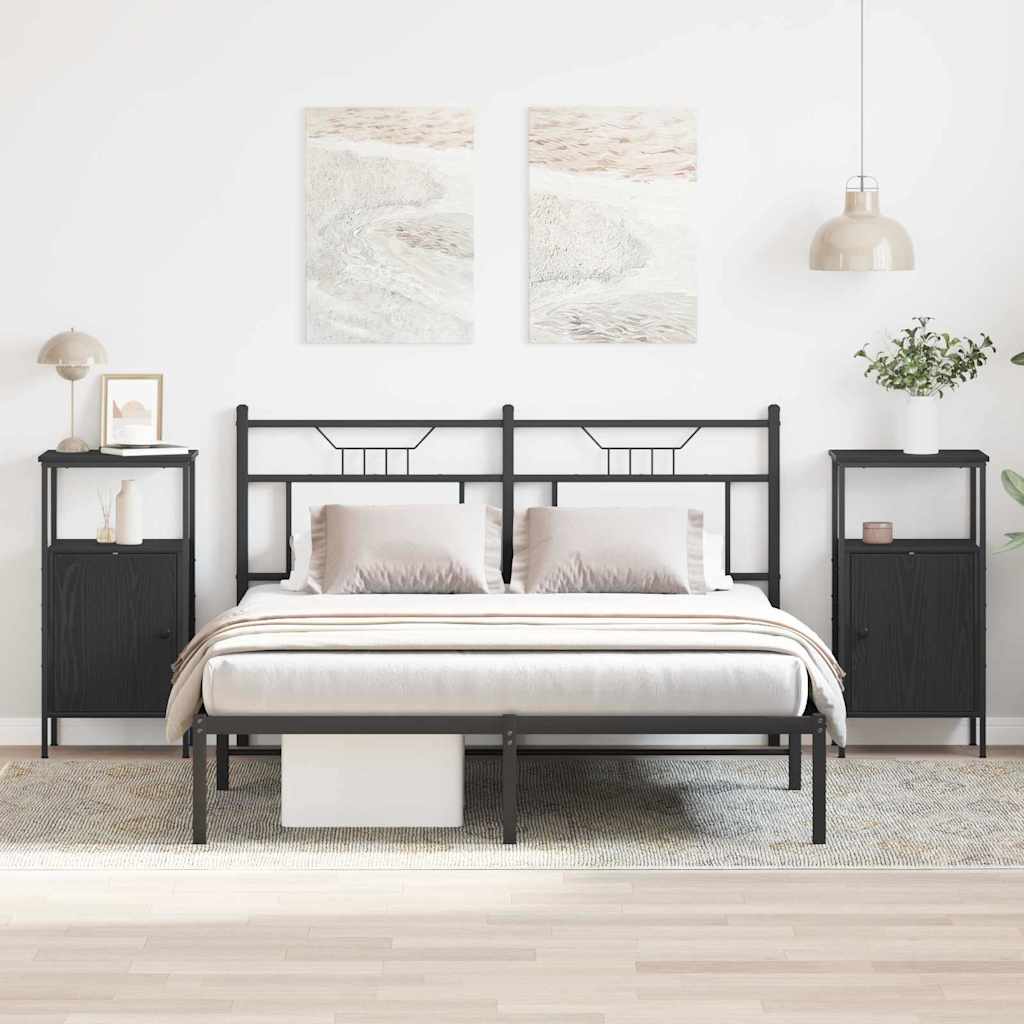Armario de Noche 2 pcs Roble Negro 41 x 31 x 80 cm
