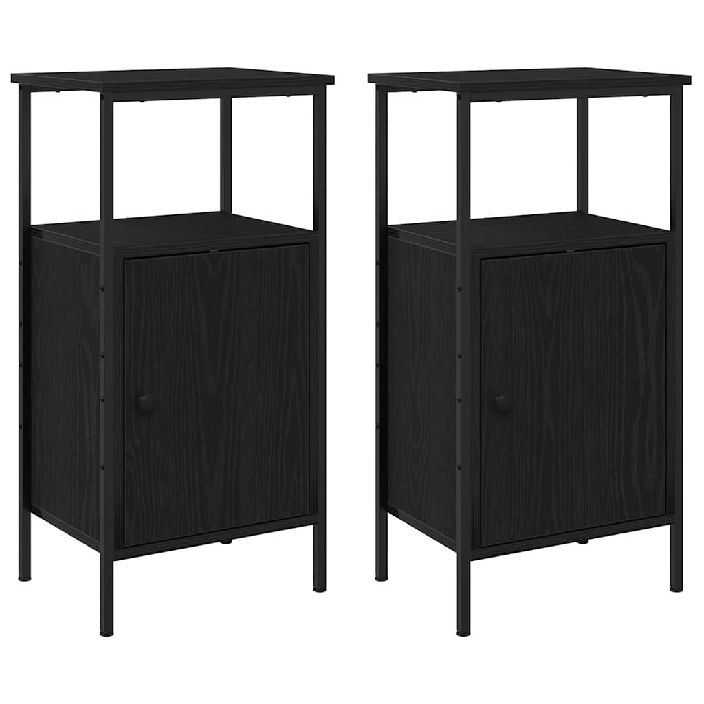 Armario de Noche 2 pcs Roble Negro 41 x 31 x 80 cm