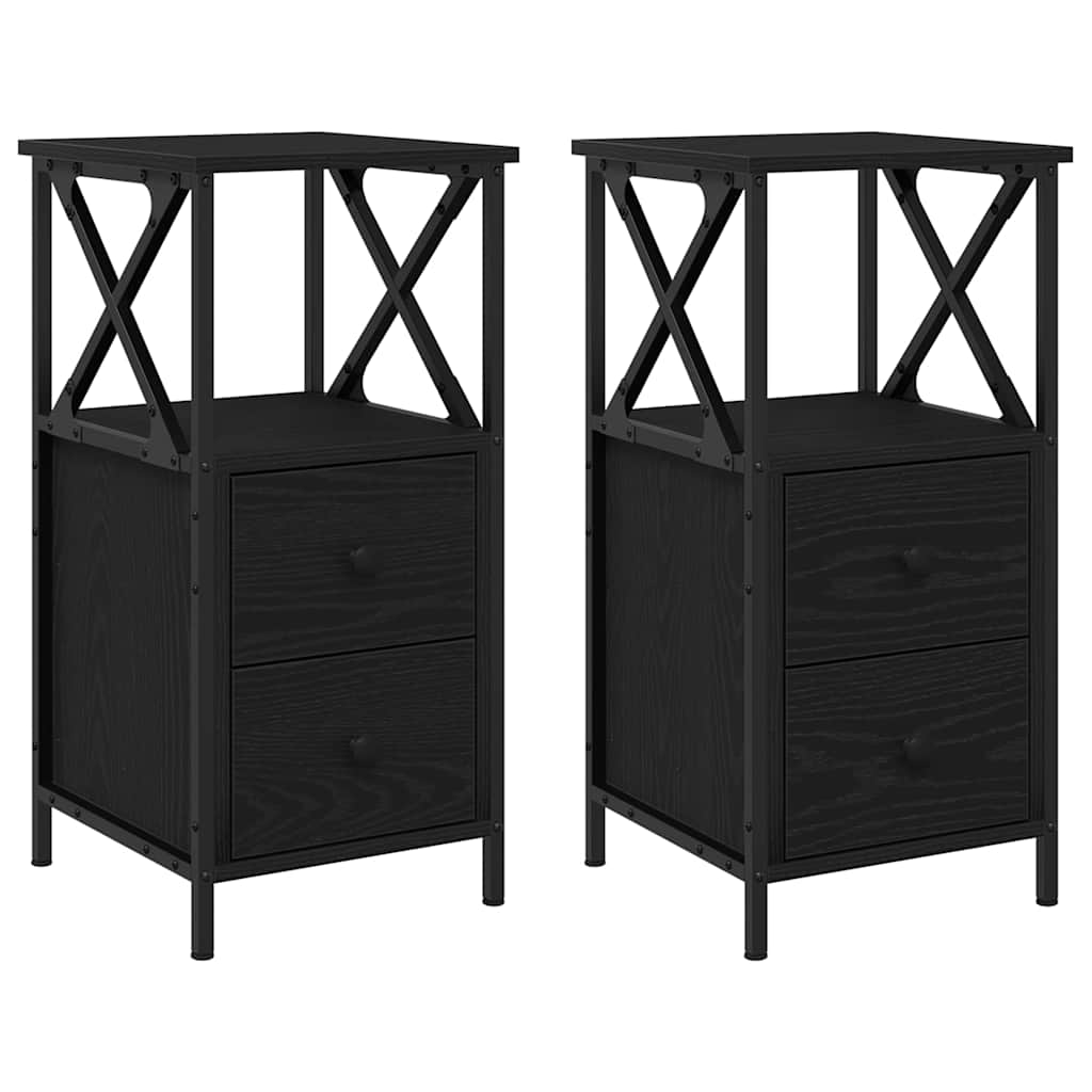 Armario de Noche con cajón 2 pcs Roble Negro 34 x 35,5 x 70 cm