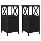 Armario de Noche con cajón 2 pcs Roble Negro 34 x 35,5 x 70 cm