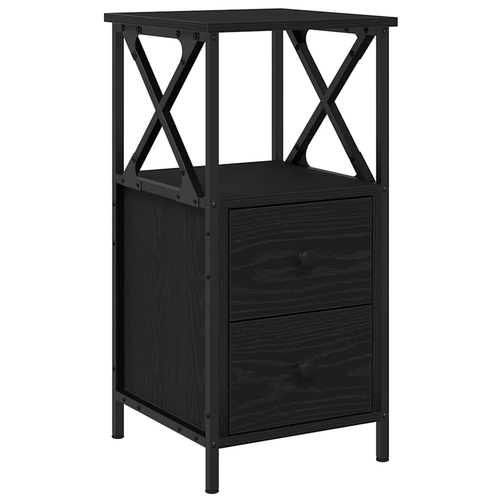 Armario de Noche con cajón 2 pcs Roble Negro 34 x 35,5 x 70 cm