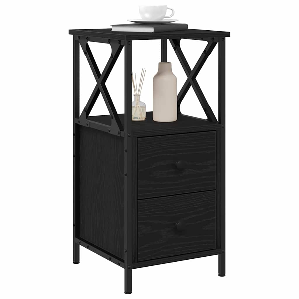 Armario de Noche con cajón 2 pcs Roble Negro 34 x 35,5 x 70 cm