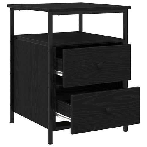 Armario de Noche con cajón 2 pcs Roble Negro 34 x 35,5 x 50 cm