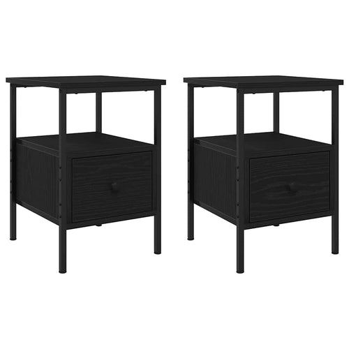 Nightstand with Drawer 2 pcs Black Oak 34 x 36 x 50 cm
