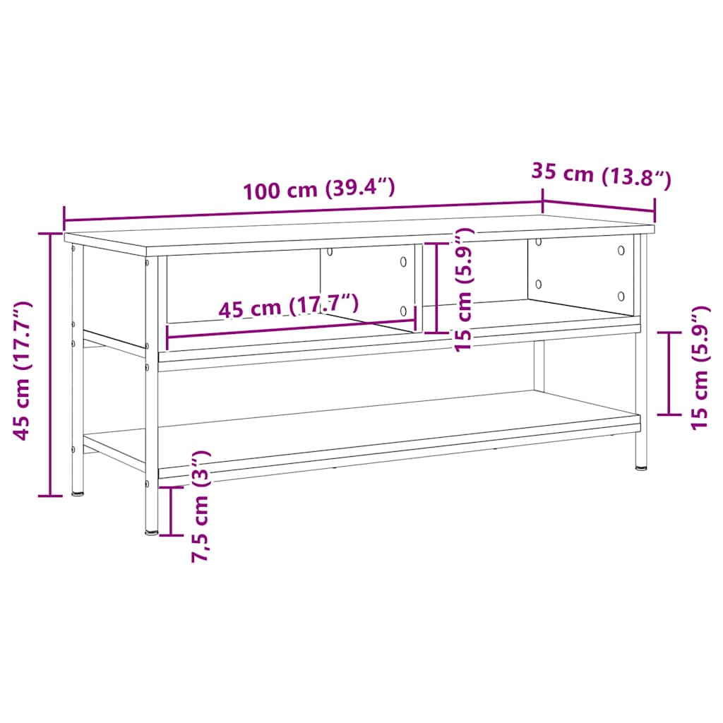 Conjunto de mueble de TV Roble artesanal 100 x 35 x 45 cm