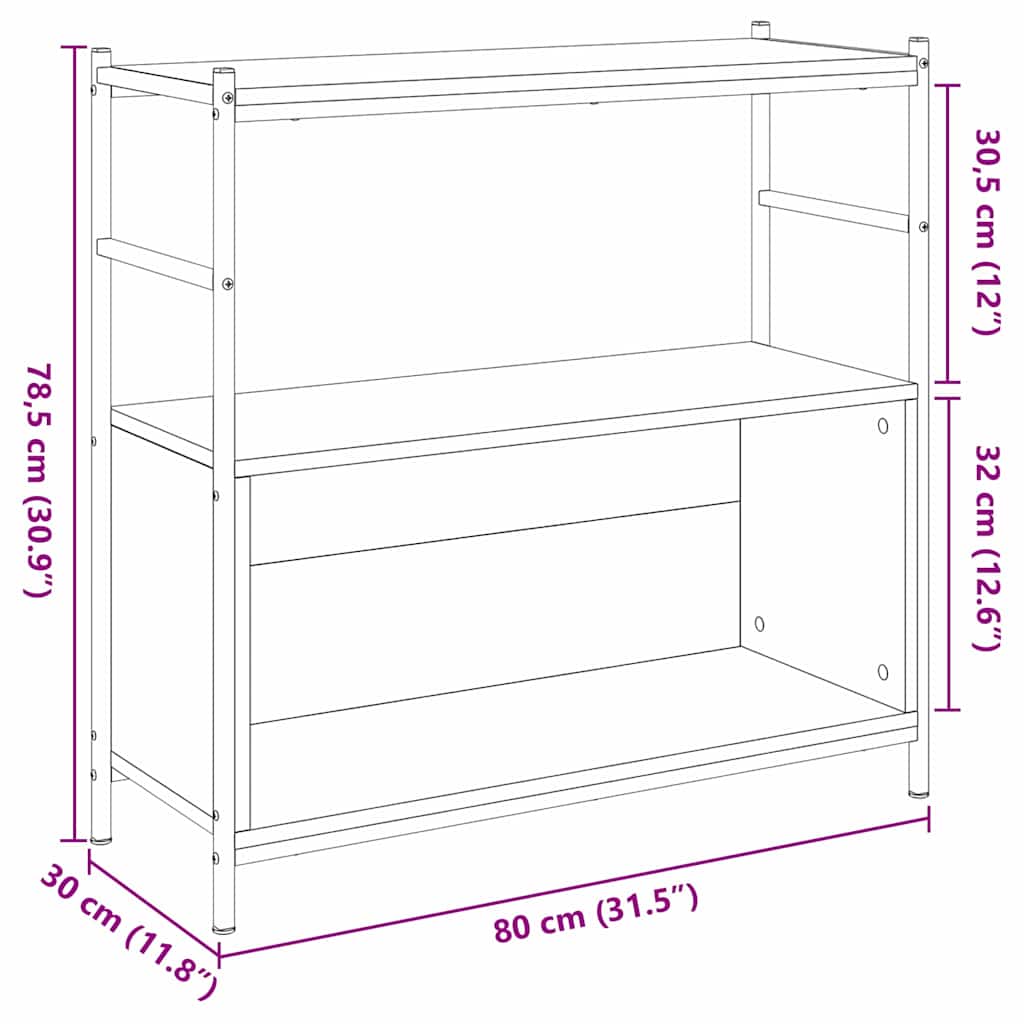 Estante de libros Roble ahumado 80 x 30 x 78,5 cm