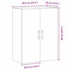 Mueble de pared Roble Negro 69,5 x 34 x 90 cm