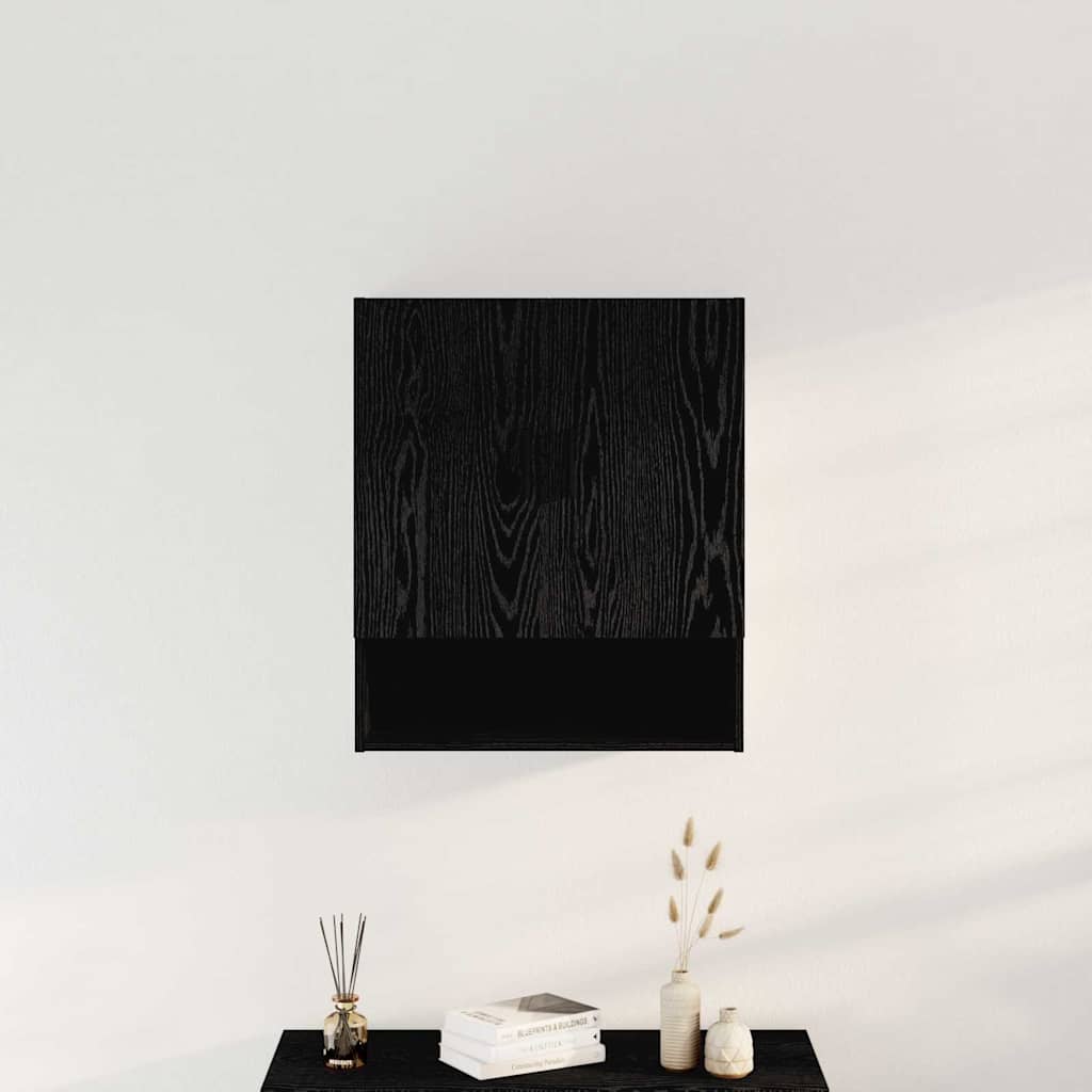 Mueble de pared Montaje en la pared Roble Negro 60 x 31 x 70 cm