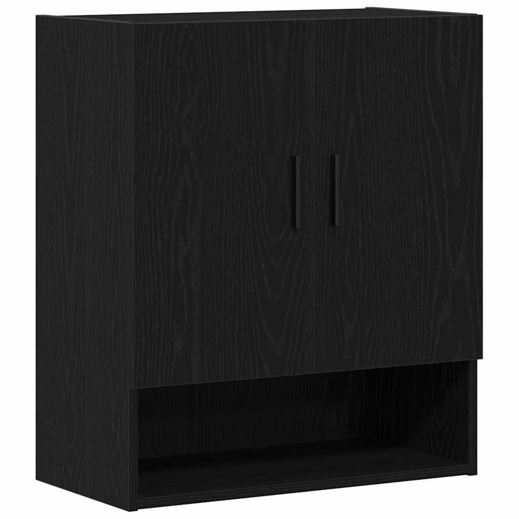 Mueble de pared Montaje en la pared Roble Negro 60 x 31 x 70 cm