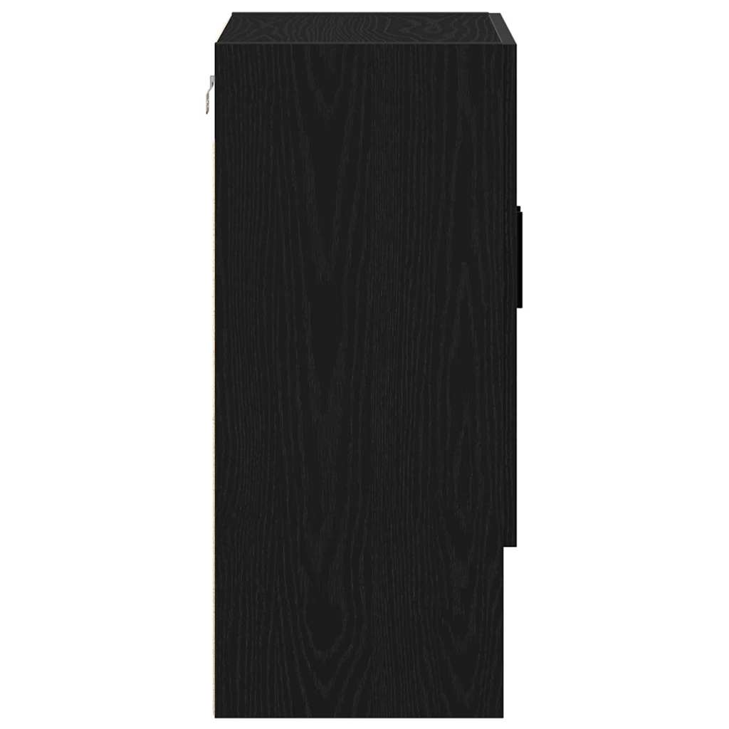 Mueble de pared Montaje en la pared Roble Negro 60 x 31 x 70 cm