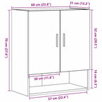 Mueble de pared Montaje en la pared Roble Negro 60 x 31 x 70 cm