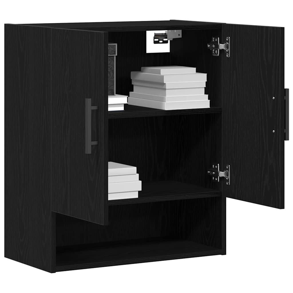 Mueble de pared Montaje en la pared Roble Negro 60 x 31 x 70 cm