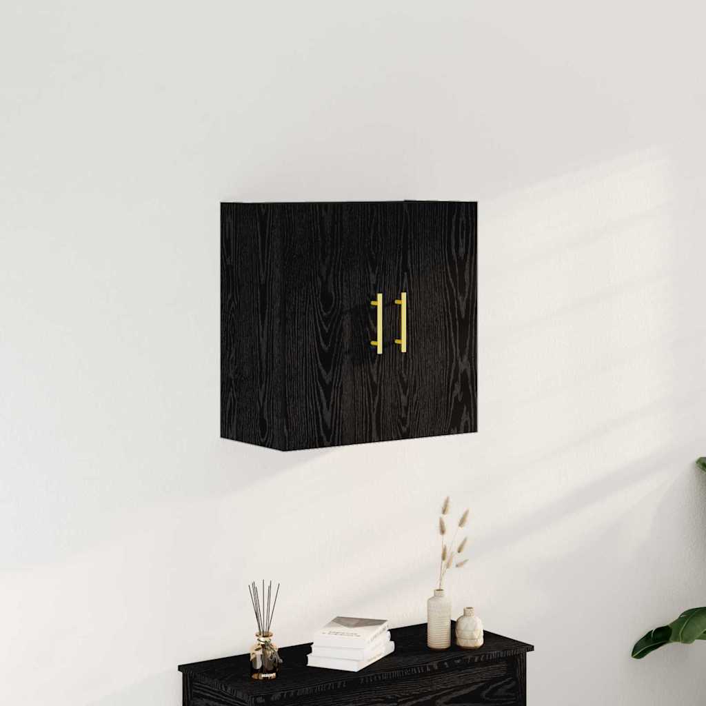 Mueble de pared Montaje en la pared Roble Negro 60 x 31 x 70 cm