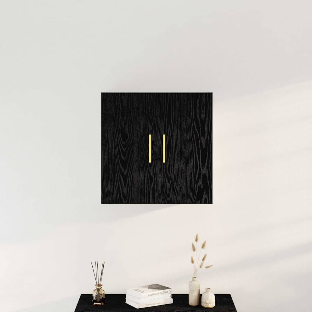 Mueble de pared Montaje en la pared Roble Negro 60 x 31 x 70 cm