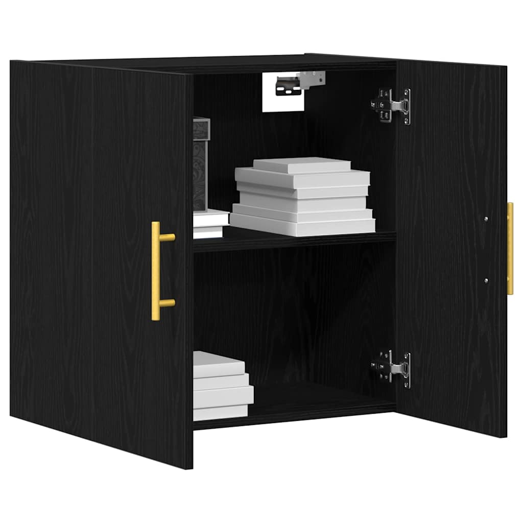 Mueble de pared Montaje en la pared Roble Negro 60 x 31 x 70 cm