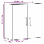 Mueble de pared Montaje en la pared Roble Negro 60 x 31 x 70 cm