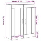 Mueble de pared Roble Negro 69,5 x 34 x 90 cm