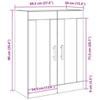 Mueble de pared Roble Negro 69,5 x 34 x 90 cm