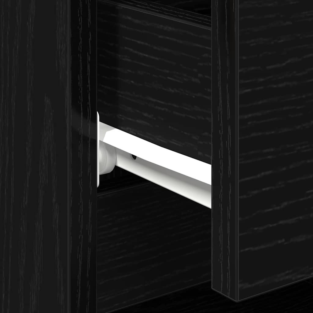 Armario de Noche con cajón 2 pcs Roble Negro 40 x 35 x 50 cm