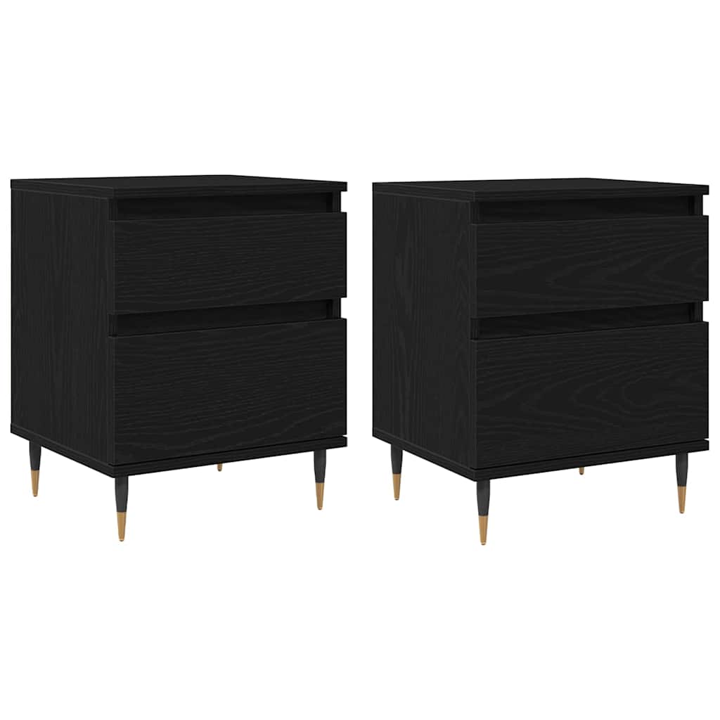 Armario de Noche con cajón 2 pcs Roble Negro 40 x 35 x 50 cm