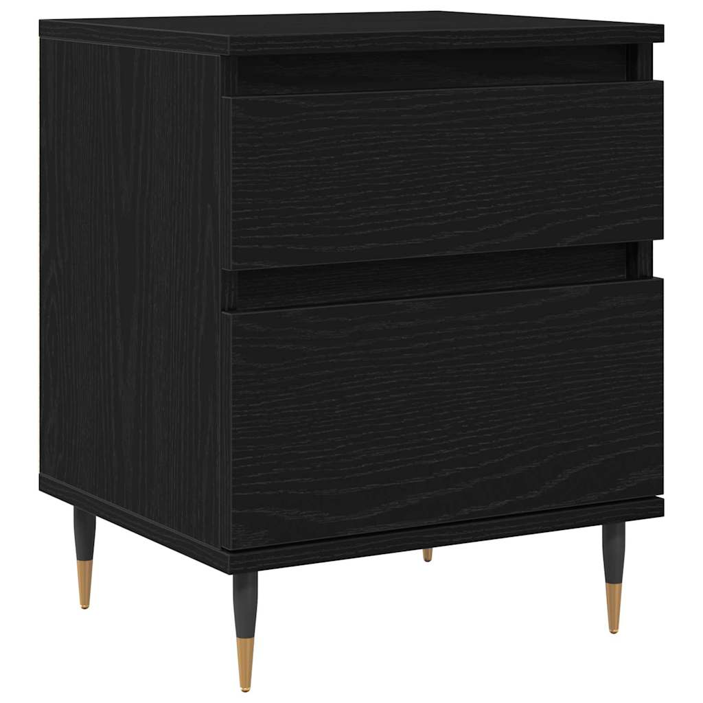 Armario de Noche con cajón 2 pcs Roble Negro 40 x 35 x 50 cm