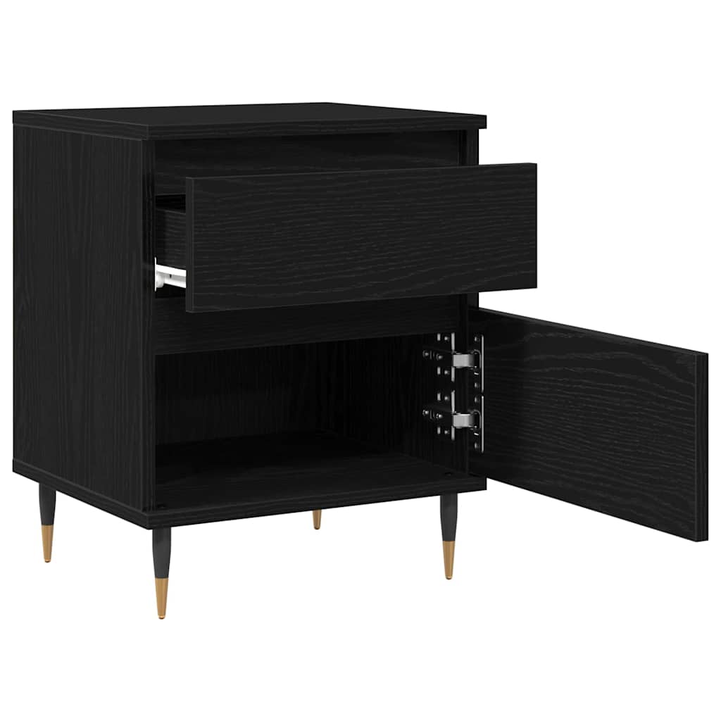 Armario de Noche con cajón 2 pcs Roble Negro 40 x 35 x 50 cm