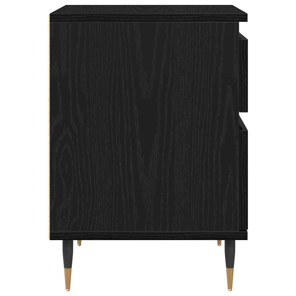 Armario de Noche con cajón 2 pcs Roble Negro 40 x 35 x 50 cm
