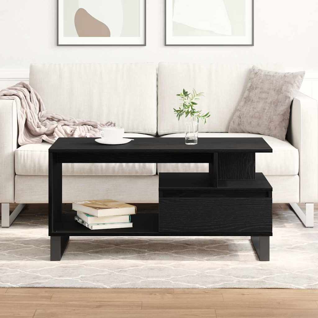 Mesa de Café Roble Negro 90 x 49 x 45 cm Madera de ingeniería