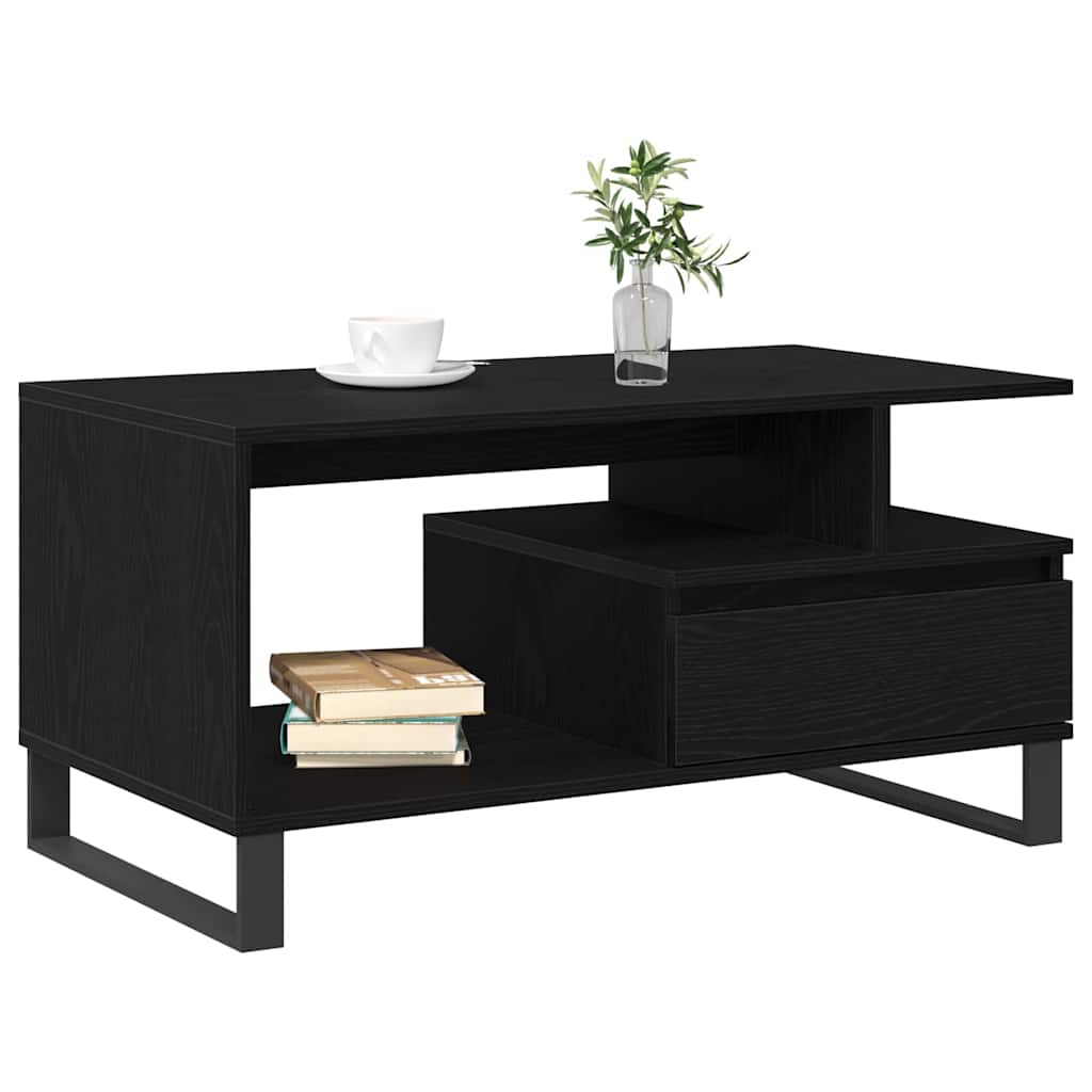 Mesa de Café Roble Negro 90 x 49 x 45 cm Madera de ingeniería