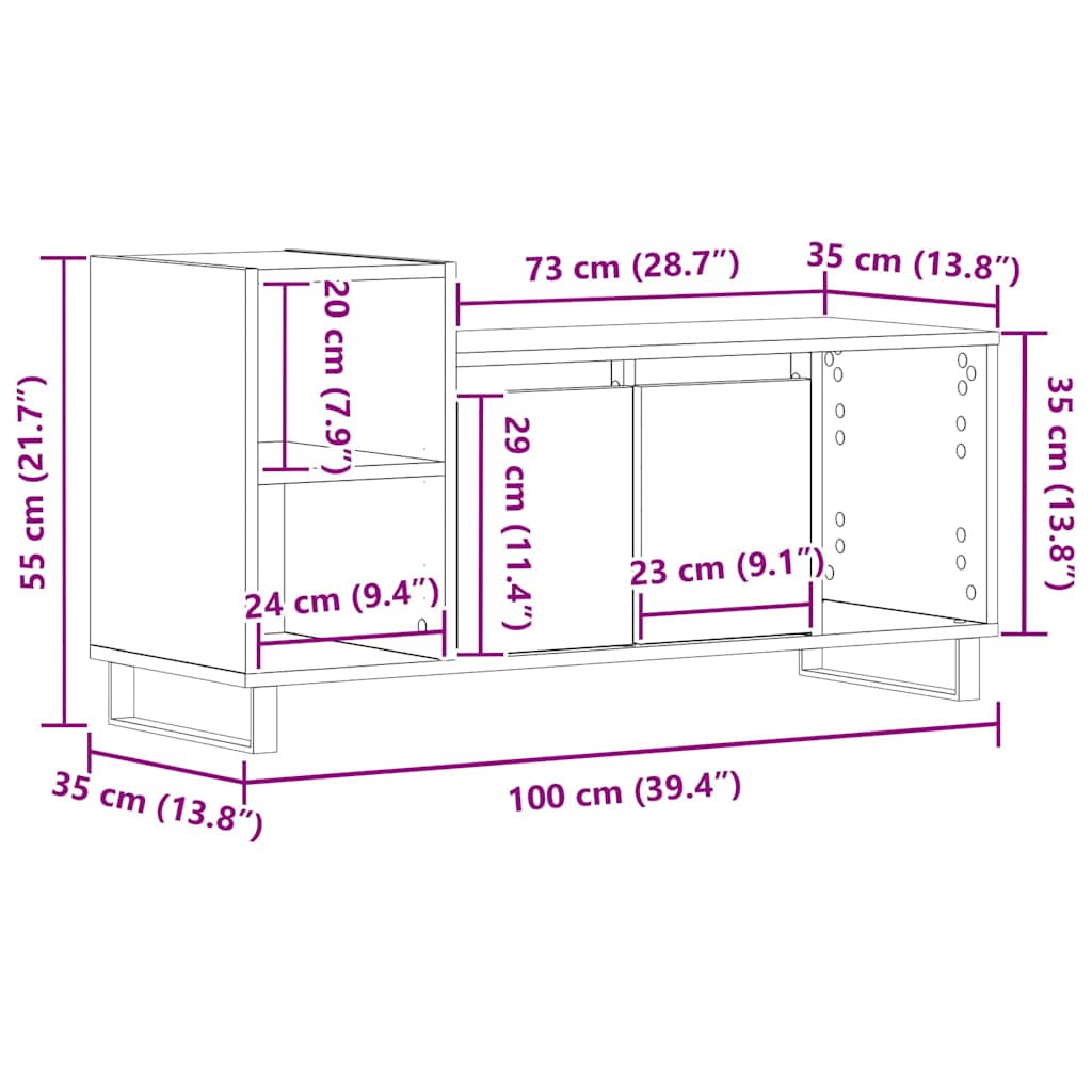 Conjunto de mueble de TV Roble Negro 100 x 35 x 55 cm
