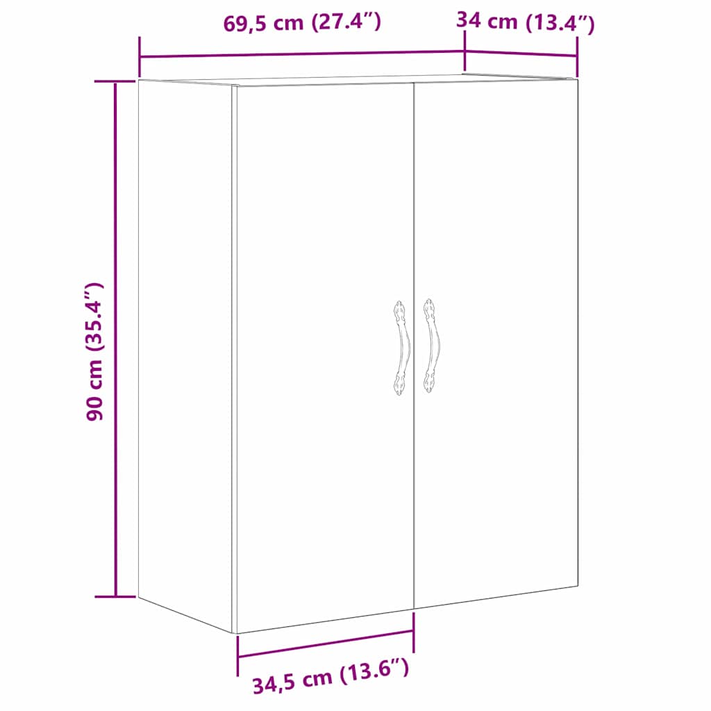 Mueble de pared Roble Negro 69,5 x 34 x 180 cm