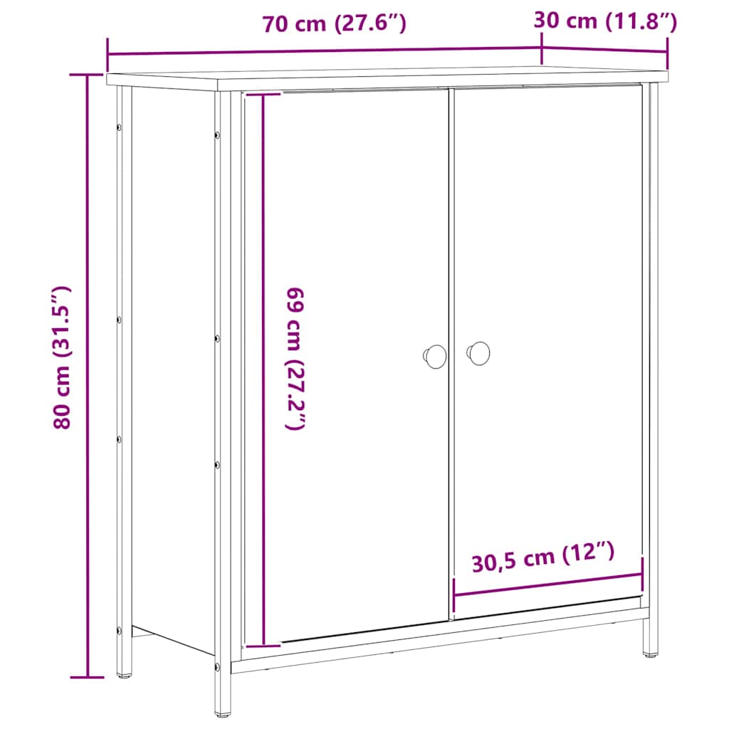 Aparador Madera vieja 70 x 30 x 80 cm Madera de ingeniería