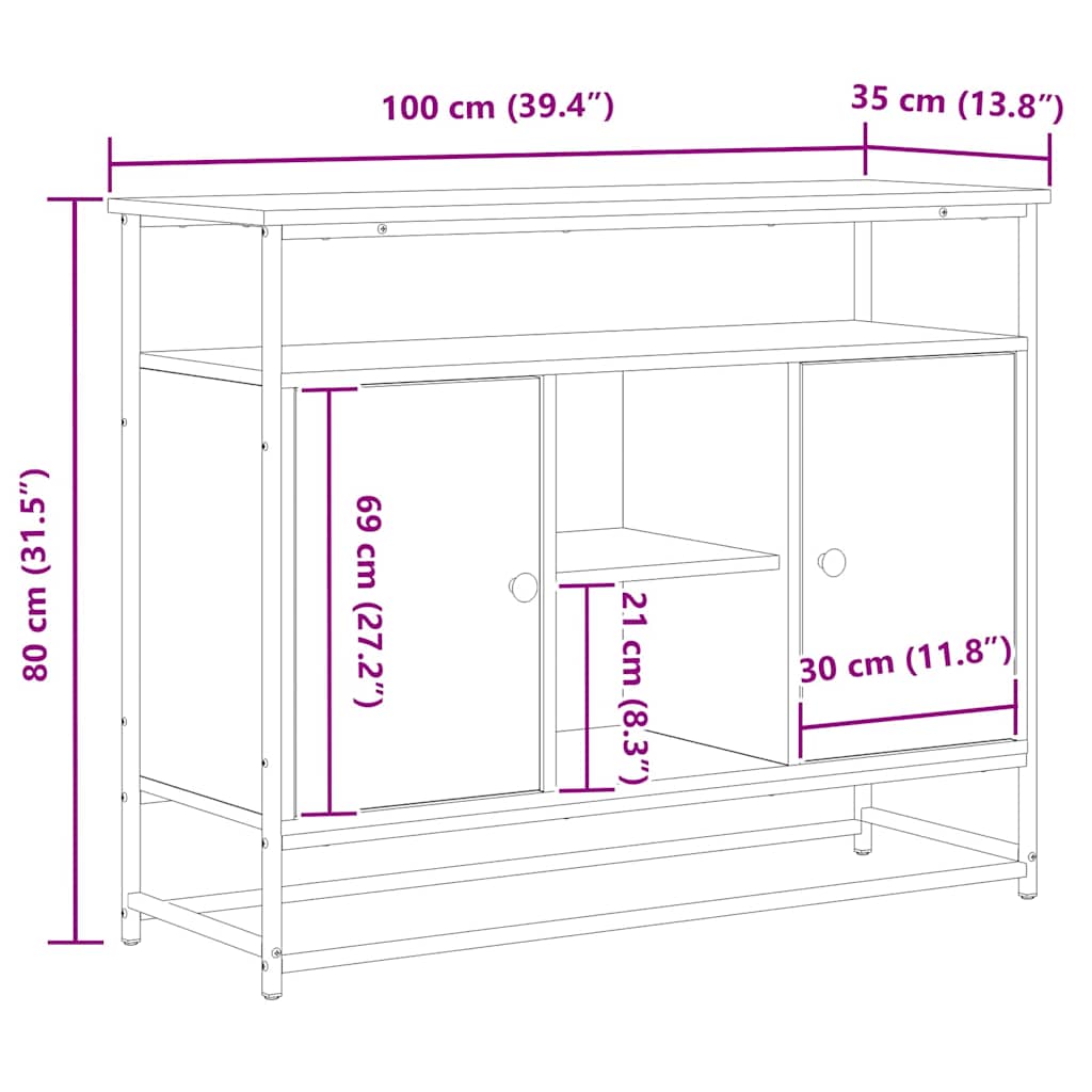Aparador Madera vieja 100 x 35 x 80 cm Madera de ingeniería