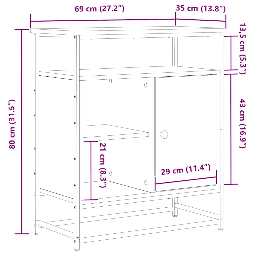 Aparador Madera vieja 69 x 35 x 80 cm Madera de ingeniería
