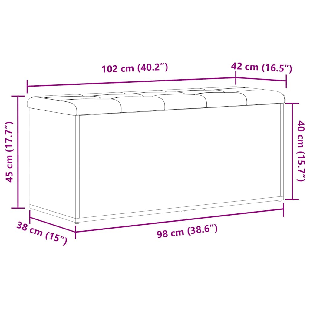 Banco de almacenamiento Roble negro 102 x 42 x 45 cm