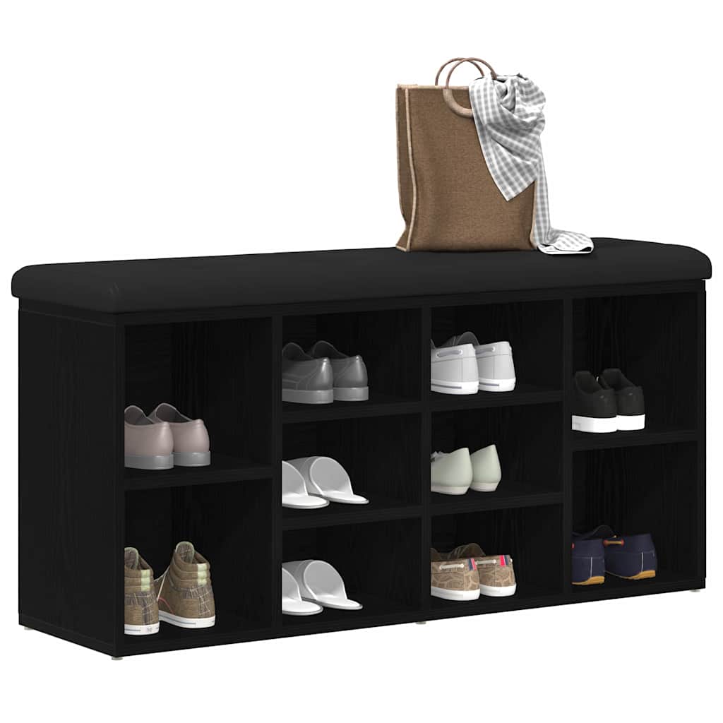 Banco para zapatos con estante Roble Negro 102 x 32 x 50 cm