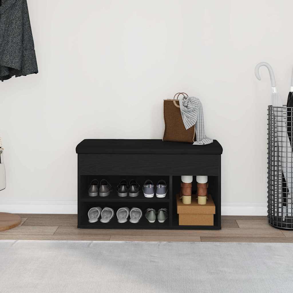 Banco para zapatos Negro 80 x 30 x 45 cm Madera contrachapada