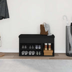 Banco para zapatos Negro 80 x 30 x 45 cm Madera contrachapada