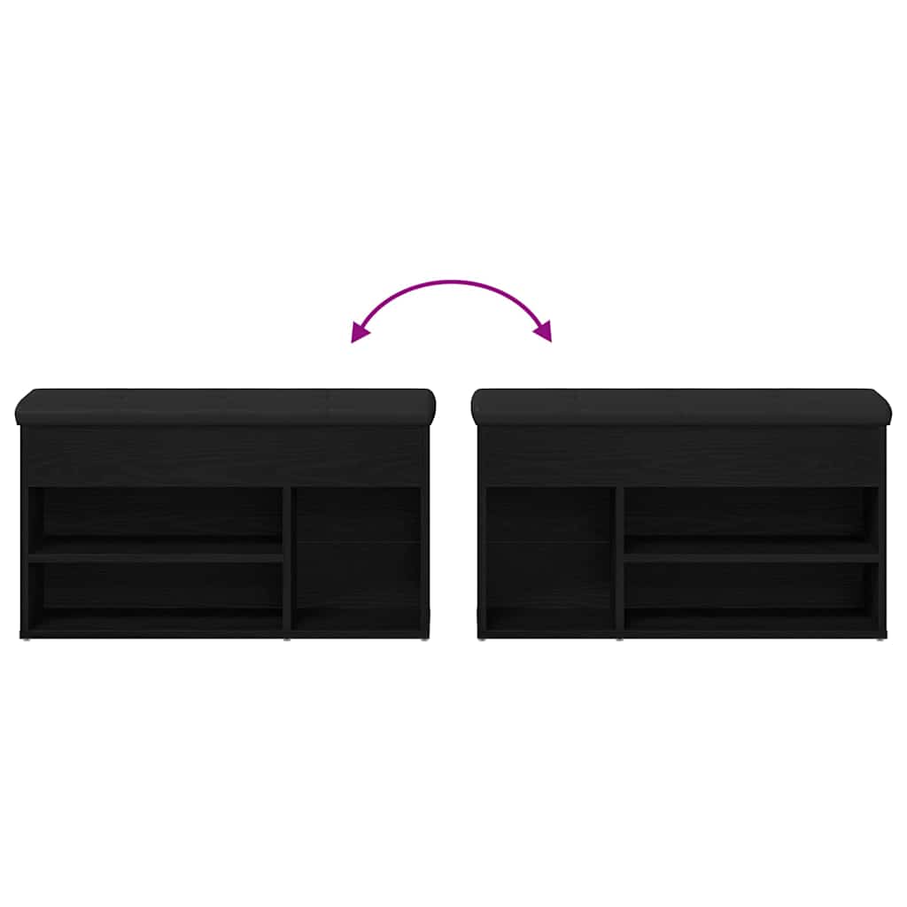 Banco para zapatos Negro 80 x 30 x 45 cm Madera contrachapada
