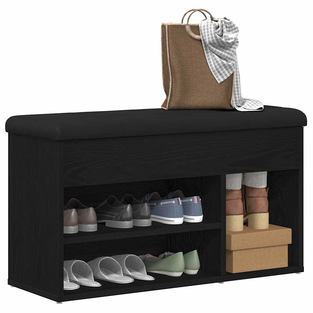 Banco para zapatos Negro 80 x 30 x 45 cm Madera contrachapada