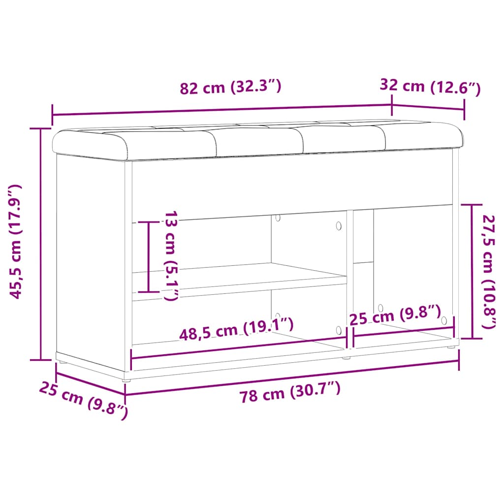 Banco para zapatos Negro 80 x 30 x 45 cm Madera contrachapada