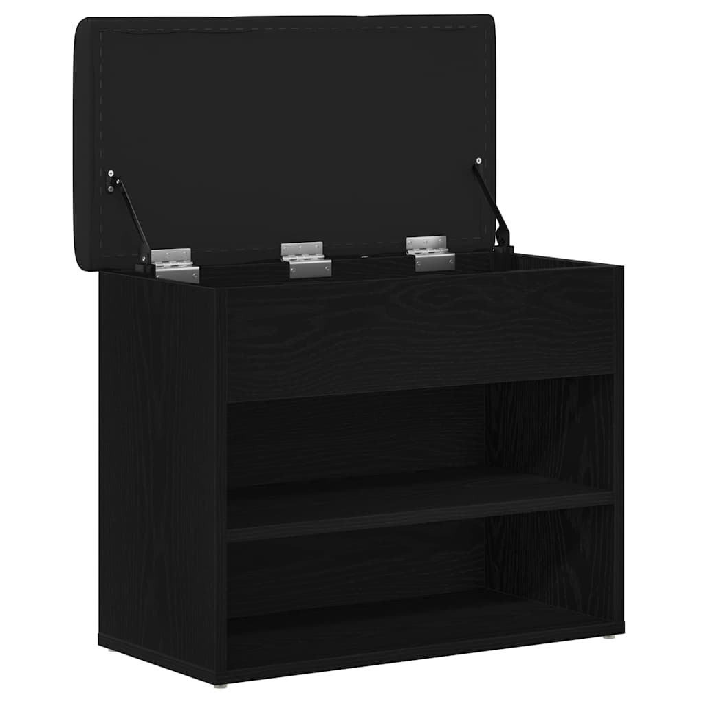 Banco de almacenamiento con estante Roble Negro 62 x 32 x 50 cm