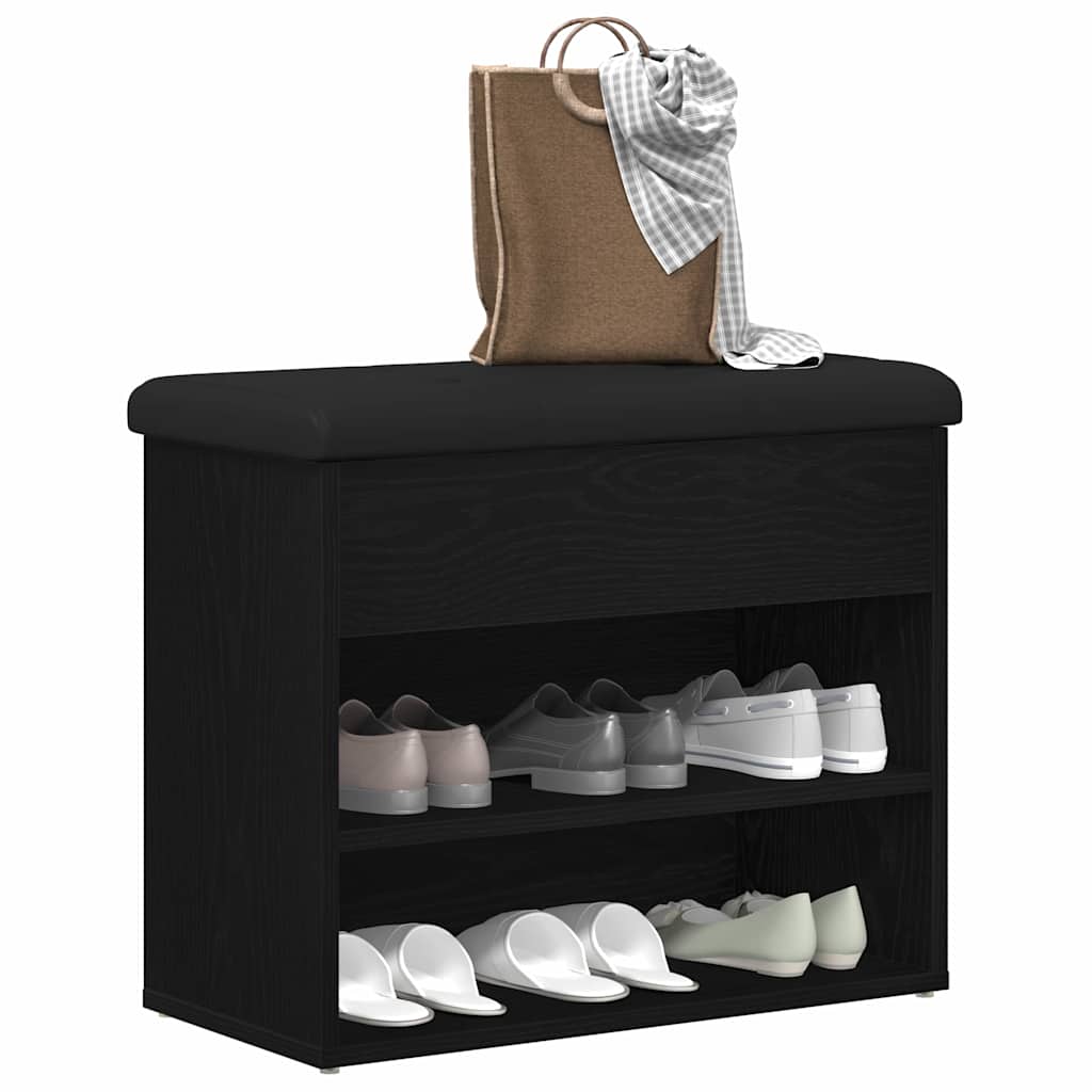 Banco de almacenamiento con estante Roble Negro 62 x 32 x 50 cm